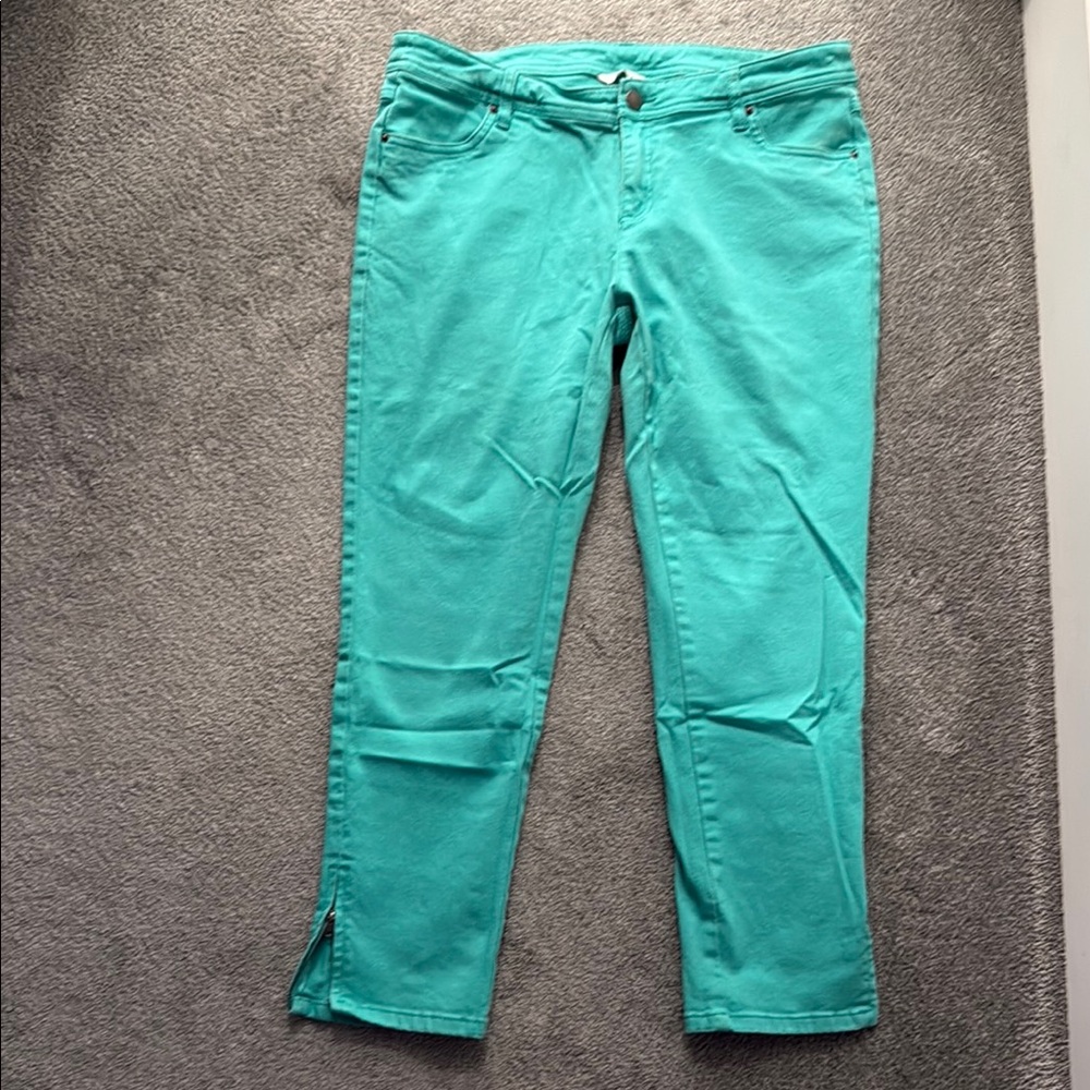 Garnet Hill Turquoise Ankle Cropped Jeans